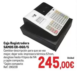 Oferta de Solo - Caja Registradora Er-660/s por 245€ en Makro