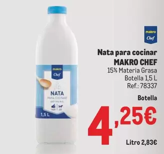Oferta de Makro - Nata Para Cocinar por 4,25€ en Makro