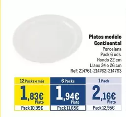 Oferta de Continental - Platos Modelo por 2,16€ en Makro