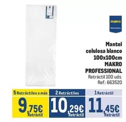 Oferta de Makro - Mantel Celulosa Blanco 100x100cm por 11,45€ en Makro