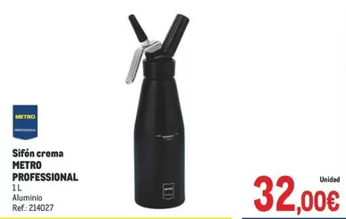 Oferta de Metro Professional - Sifón Crema por 32€ en Makro