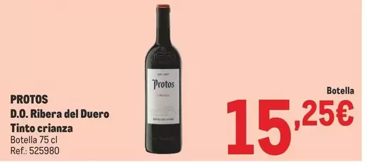 Oferta de Protos - D.o. Ribera Del Duero Tinto Crianza por 15,25€ en Makro