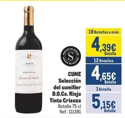 Oferta de Cune - Seleccion Del Sumiller D.o.ca. Rioja Tinto Crianza por 5,15€ en Makro