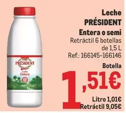 Oferta de Président - Leche Entera O Semi por 1,51€ en Makro