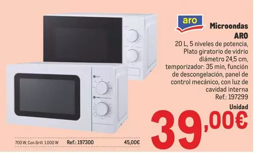 Oferta de Aro - Microondas por 39€ en Makro