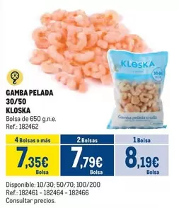 Oferta de Kloska - Gamba Pelada 30/50 por 8,19€ en Makro