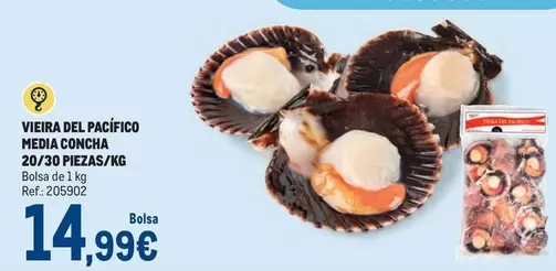Oferta de Vieira Del Pacifico Media Concha 20/30 Piezas/kg por 14,99€ en Makro