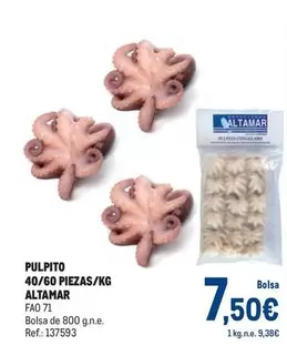 Oferta de Altamar - Pulpito 40/60 Piezas/kg por 7,5€ en Makro