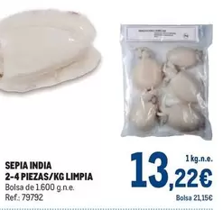Oferta de Sepia India 2-4 Piezas/kg Limpia por 13,22€ en Makro