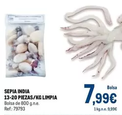 Oferta de Sepia India 13-20 Piezas/kg Limpia por 7,99€ en Makro