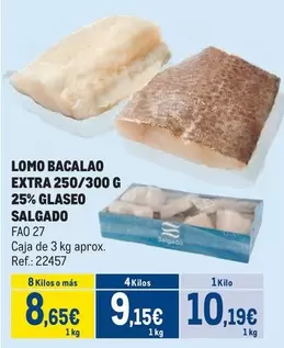Oferta de Salgado - Lomo Bacalao Extra 250/300 G 25% Glaseo por 10,19€ en Makro