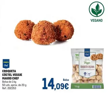 Oferta de Makro - Croqueta Coctel Veggie por 14,09€ en Makro