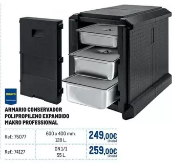 Oferta de Makro - Armario Conservador Polipropileno Expandido por 259€ en Makro