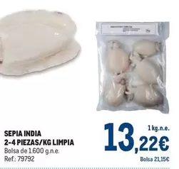 Oferta de Sepia India 2-4 Piezas/kg Limpia por 13,22€ en Makro