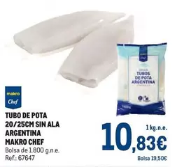 Oferta de Makro - Tubo De Pota 20/25cm Sin Ala Argentina por 10,83€ en Makro