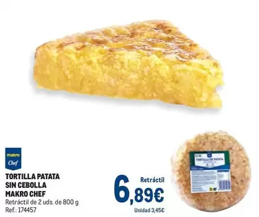 Oferta de Makro - Tortilla Patata Sin Cebolla por 6,89€ en Makro