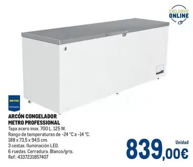 Oferta de Metro Professional -  Arcon Congelador por 839€ en Makro