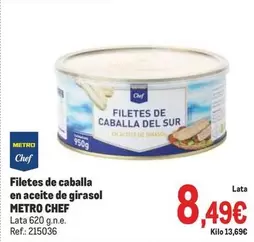 Oferta de Chef - Filetes De Caballa En Aceite De Girasol por 8,49€ en Makro