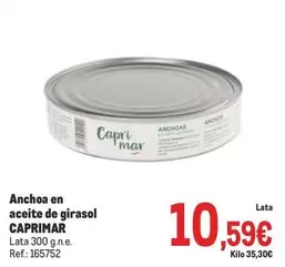 Oferta de Caprimar - Anchoa En Aceite De Girasol por 10,59€ en Makro