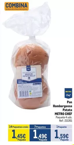 Oferta de Chef - Pan Hamburgesa Patata por 1,49€ en Makro