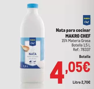 Oferta de Makro - Nata Para Cocinar por 4,05€ en Makro