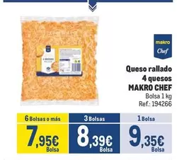 Oferta de Makro - Queso Rallado 4 Quesos por 9,35€ en Makro