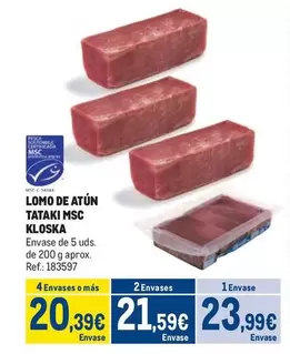 Oferta de Kloska - Lomo De Atún Msc por 23,99€ en Makro