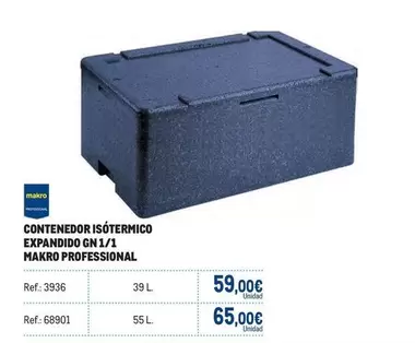 Oferta de Makro - Contenedor Isotermico Expandido Gn 1/1 por 59€ en Makro