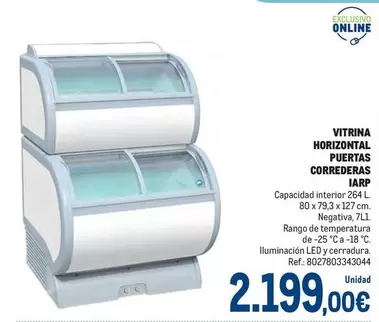 Oferta de Iarp - Vitrina Horizontal Puertas Correderas por 2199€ en Makro