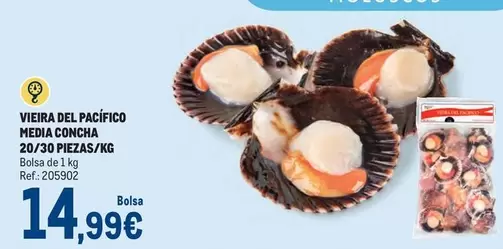 Oferta de Vieira Del Pacifico Media Concha 20/30 Piezas/kg por 14,99€ en Makro