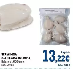 Oferta de Sepia India 2-4 Piezas/kg Limpia por 13,22€ en Makro