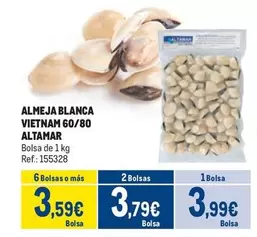 Oferta de Altamar - Almeja Blanca Vietnam 60/80 por 3,99€ en Makro