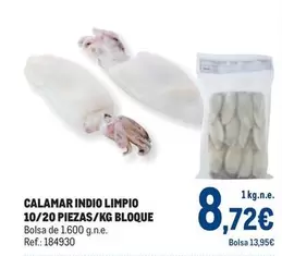 Oferta de Calamar Indio Limpio 10/20 Piezas/kg Bloque por 8,72€ en Makro