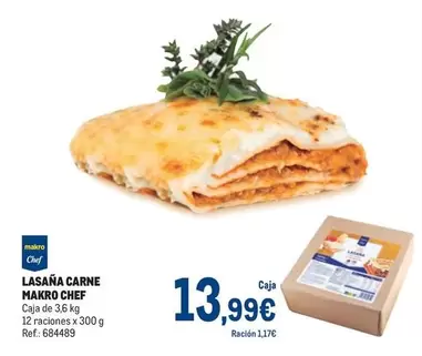 Oferta de Makro - Chef Lasaña Carne por 13,99€ en Makro