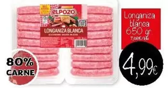 Oferta de Elpozo - Longaniza Blanca por 4,99€ en Supermercados Piedra