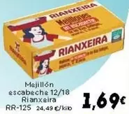 Oferta de Rianxeira - Mejillón Escabeche 12/18 por 1,69€ en Supermercados Piedra
