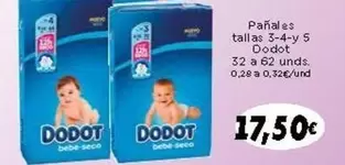 Oferta de Dodot - Pañales Tallas 3-4-y 5 32 A 62 Unds por 17,5€ en Supermercados Piedra
