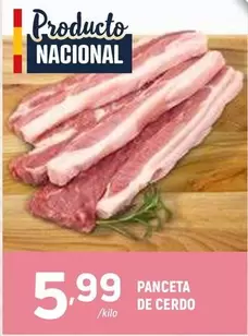 Oferta de Panceta De Cerdo por 5,99€ en Coviran