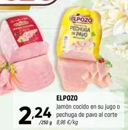 Oferta de Elpozo - Jamon Cocido En Su Jugo O Pechuga De Pavo por 2,24€ en Coviran
