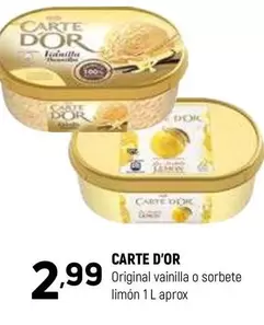 Oferta de Carte d'Or - Original Vainilla O Sorbete Limon por 2,99€ en Coviran