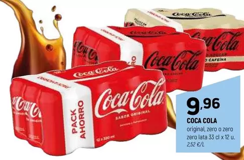 Oferta de Coca-Cola - Original, Zero O Zero Zero Lata por 9,96€ en Coviran