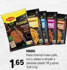 Oferta de Maggi - Pasta Oriental Fusian Pollo, Curry, Classic O Teriyaki O Yakisoba Classic por 1,65€ en Coviran
