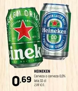 Oferta de Heineken - Cerveza O Cerveza 0,0% por 0,69€ en Coviran