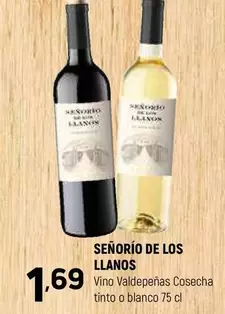 Oferta de Señorío de los Llanos - Vino Valdepenas Cosecha Tinto O Blanco por 1,69€ en Coviran
