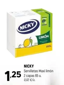 Oferta de Nicky - Servilletas Maxi Limón por 1,25€ en Coviran