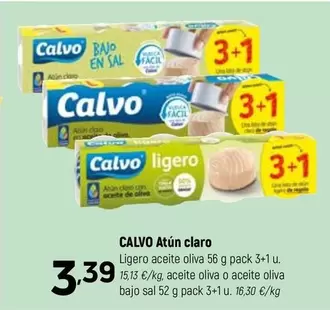 Oferta de Calvo - Atun Claro por 3,39€ en Coviran