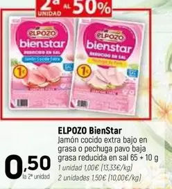 Oferta de Elpozo - Jamon Cocido Extra Bajo En Grasa O Pechuga Pavo Baja Grasa Reducida En Sal por 1€ en Coviran