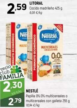 Oferta de Nestlé - Papillo 0% 0% Multicereales O Multicereales Con Galleta por 2,59€ en Coviran