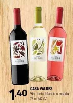 Oferta de Blanco - Casa Valdes Vino Tinto por 1,4€ en Coviran