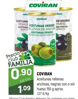 Oferta de Coviran - Aceitunas Rellenas Anchoas, Negras Con O Sin Hueso por 1,09€ en Coviran